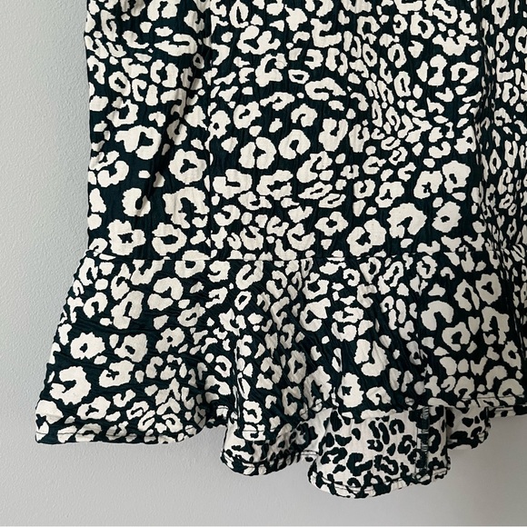Zara dark green & white leopard print peplum sleeveless blouse - Picture 8 of 16